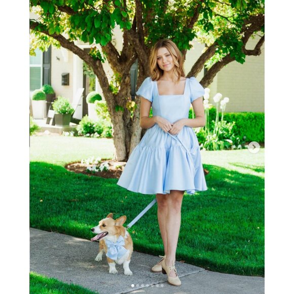 Chelsea Reece Plus 18/20 Wendy Dress Ingenue Blue w/ Puff Sleeves & Tiered Skirt - Picture 7 of 13